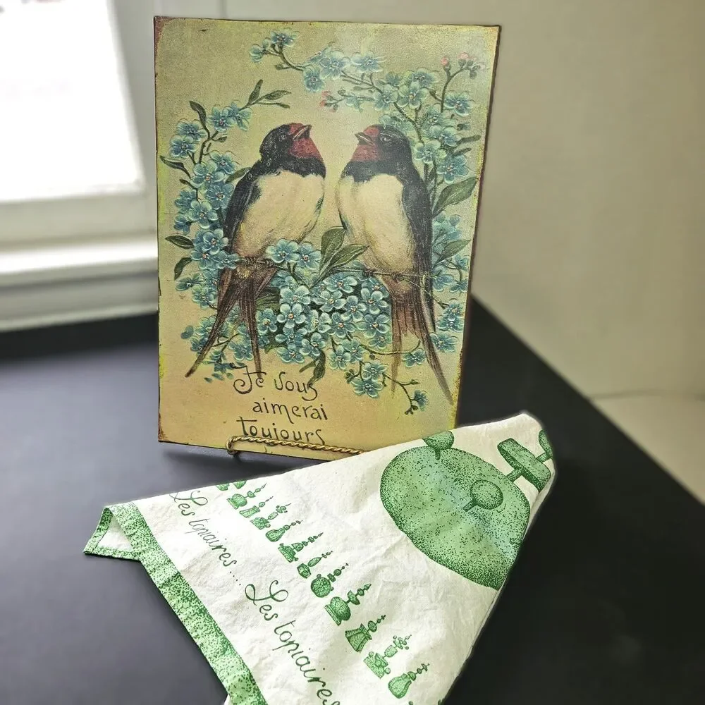 French Decor Bundle - Birds Metal Plaque, Tea Towel - Swallows, Topiary, Floral